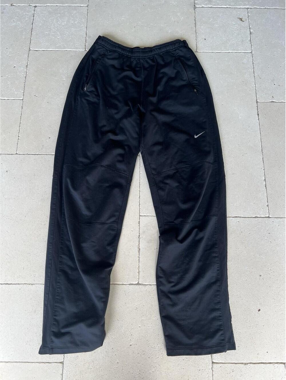 Nike Running Sweat Pants Mens Large Black Dri-FIT Zipper Pockets Ankle Zips EUC